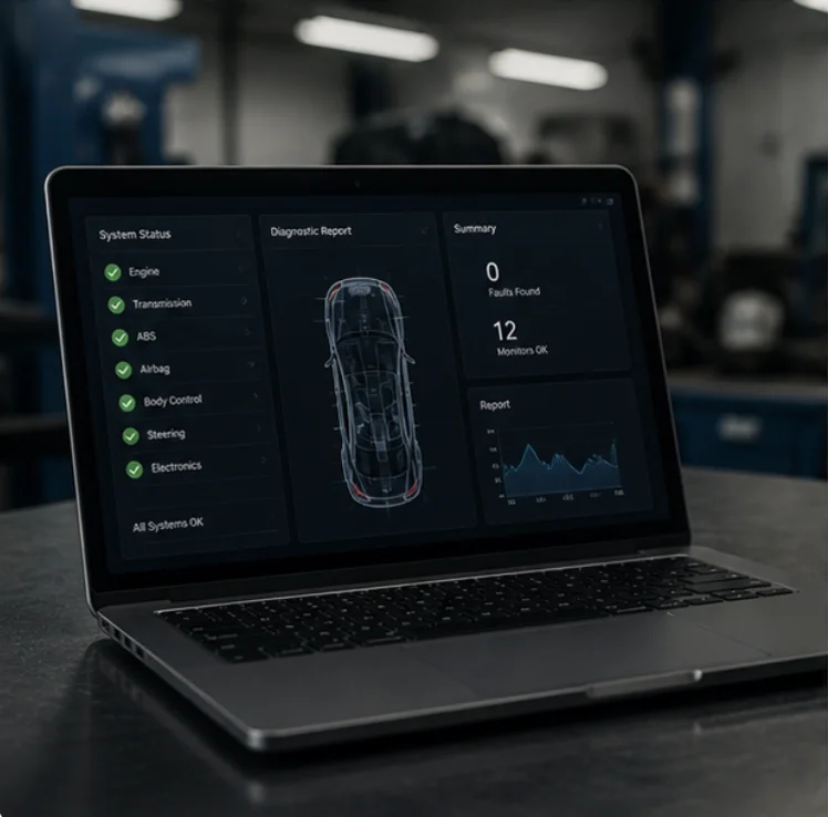 Professional reviewing vehicle service reports